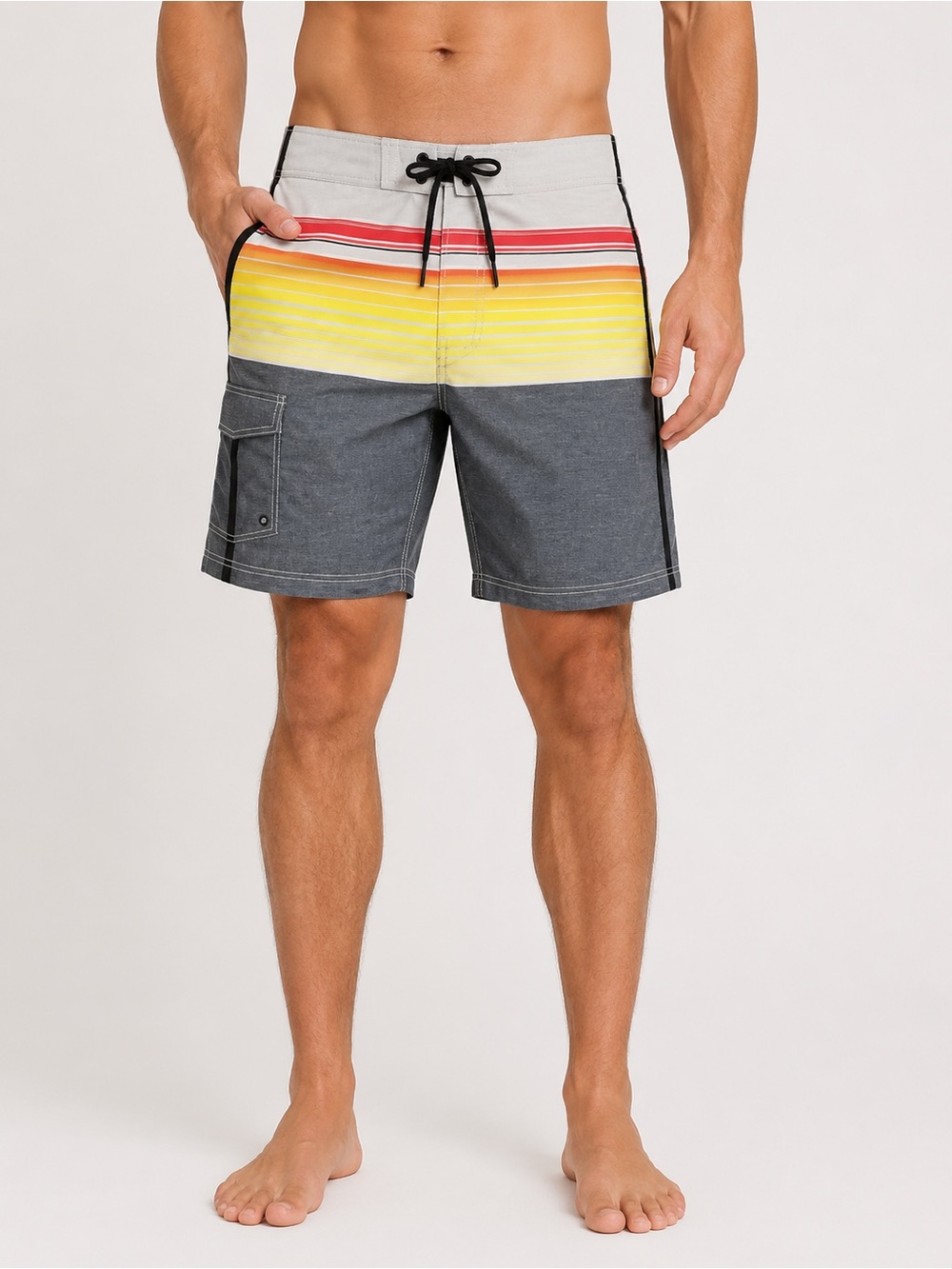 Mossimo Men's Board Shorts Size 38 Striped Summer Swim Trunks Beach Sunset Surf